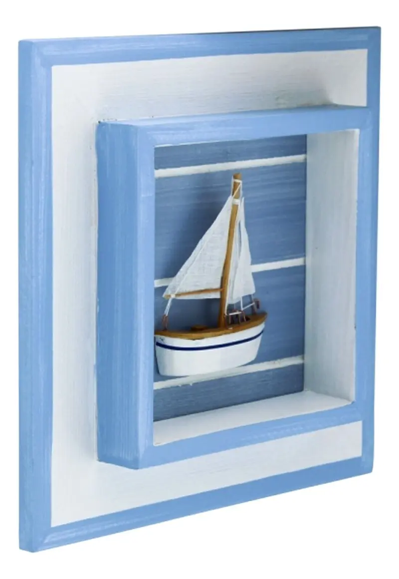 Wandbild- Segelschiff im Rahmen- Holz bemalt- Shabby