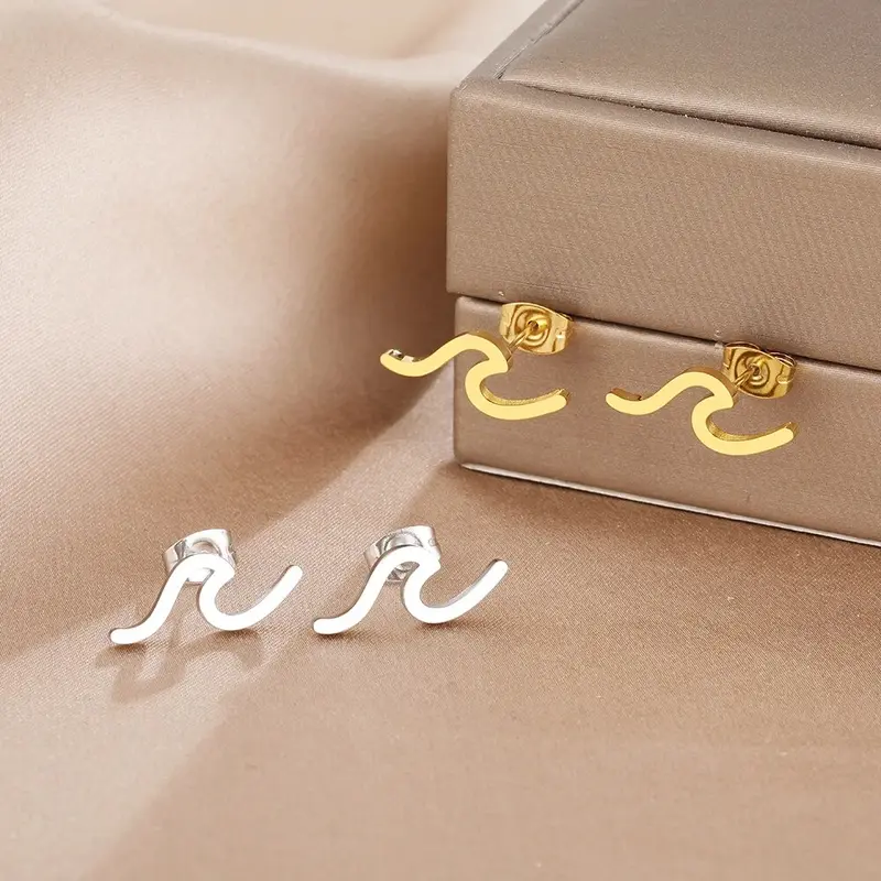 Wave Earrings - silver & gold