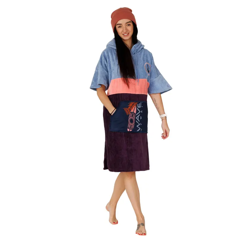 Wave Hawaii Cotton Velours Poncho Kiholo M lila