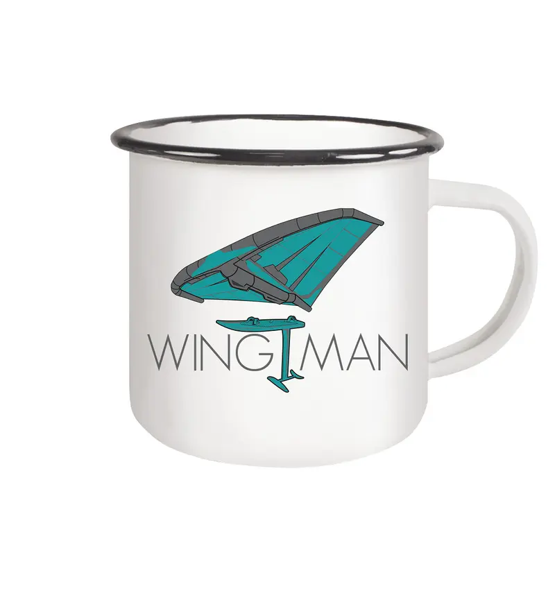 Wingfoiling-WINGMAN - Emaille Tasse (Black)
