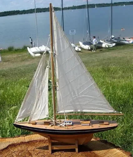 Yacht, Segelschiff, Schiffsmodell Segelyacht Holz 114 cm