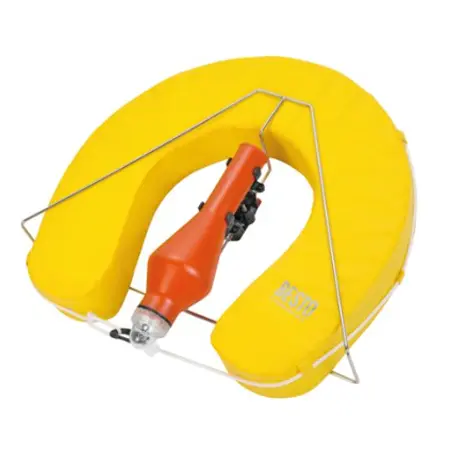 Yellow Horseshoe Lifebuoy Set with Light and Holder
